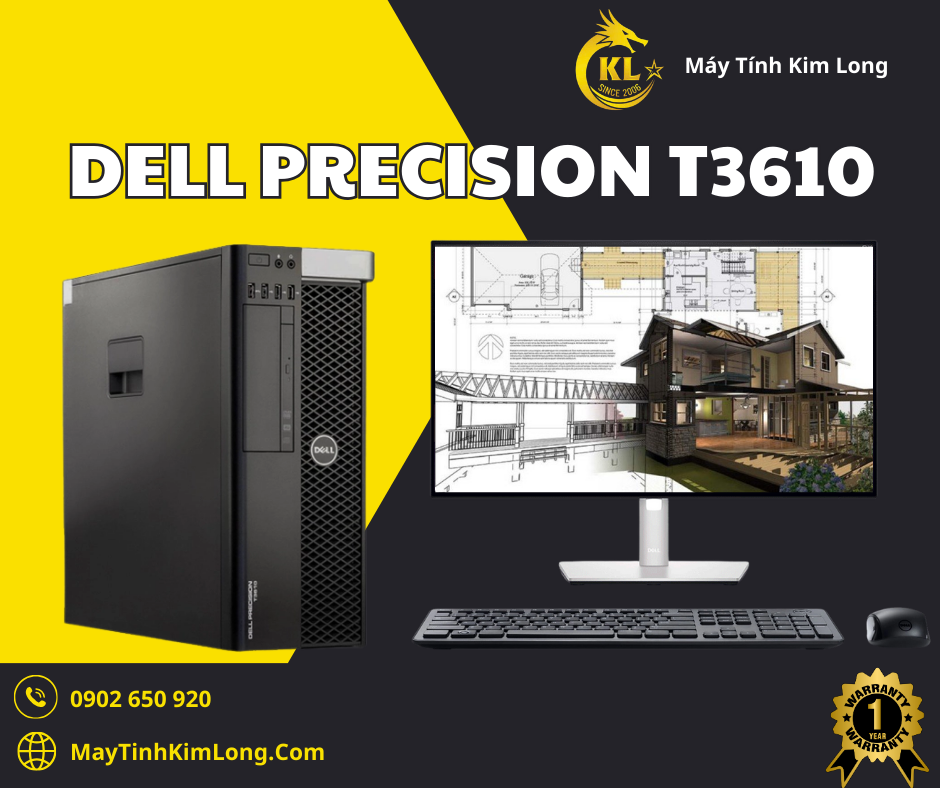 Máy Trạm Dell Precision T3610/E5-2643v2/Ram 16GB/SSD 256GB/ HDD 1TB/VGA K2200 4GB DDR5